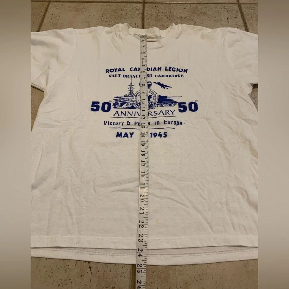 VINTAGE Royal Canadian Legion 50th Anniversary VE Day T-Shirt Large - Picture 6 of 8